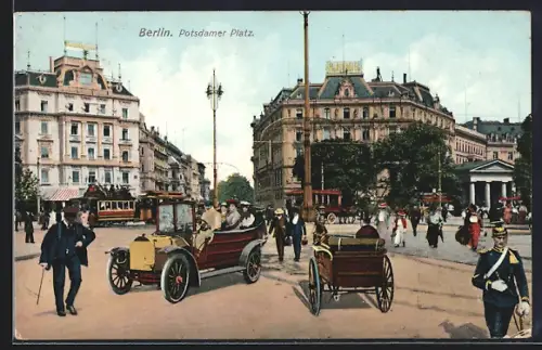 AK Berlin-Tiergarten, Automobile auf dem Potsdamer Platz