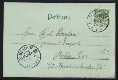 Mondschein-AK Kyffhäuser, Gasthaus im Vollmondlicht