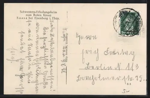AK Saasa bei Eisenberg, Schwestern-Erholungsheim zum Roten Kreuz