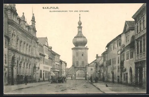 AK Saalfeld / Saale, Blankenburger Tor und Strasse