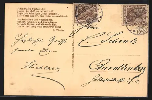 AK Neustadt / Orla, Uferpartie an der Gaststätte Pommerleede, Boot auf dem Wasser