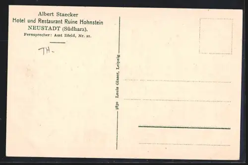 AK Neustadt /Südharz, Restaurant Ruine Hohnstein, Inh. Albert Staecker, Tore an der Ruine, Restaurant Ruine Hohnstein