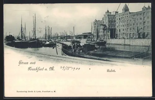 AK Frankfurt a. M., Partie im Hafen