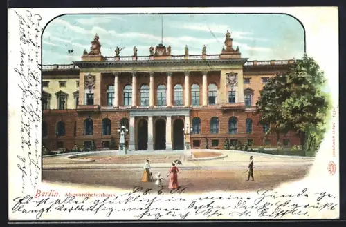 Lithographie Berlin, Partie am Abgeordnetenhaus, Prinz-Albrecht-Strasse