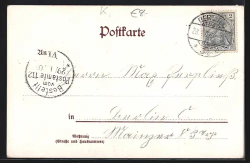 Lithographie Berlin, Reichstags-Gebäude, Kaiser Wilhelm Gedächtniskirche