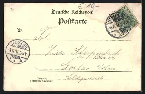 Lithographie Berlin, Hallesches Tor, Wasserfall im Viktoriapark