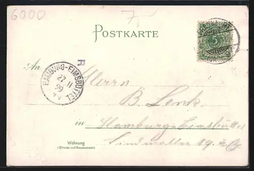 Lithographie Frankfurt a /M., Mainansicht, Neue Peterskirche, Opernhaus