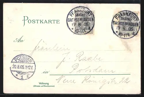 Lithographie Frankfurt a /M., Mainansicht, Neue Peterskirche, Opernhaus