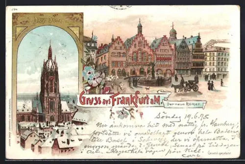 Lithographie Alt-Frankfurt, Dom, Neuer Römer