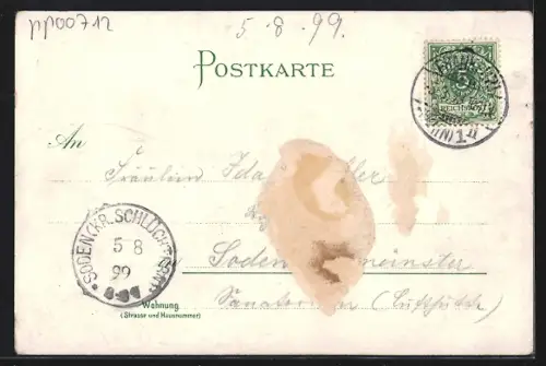 Lithographie Frankfurt a /M., Mainansicht, Opernhaus, neue Peterskirche