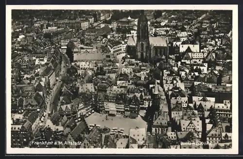 AK Frankfurt a. M., Blick auf die Altstadt, Fliegeraufnahme