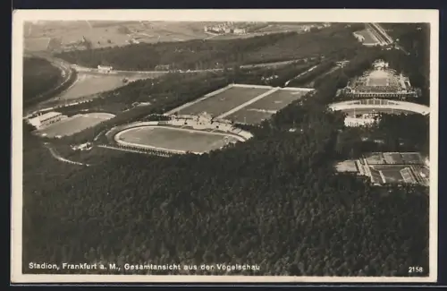 AK Frankfurt-Niederrad, Stadion, Gesamtansicht aus der Vogelschau
