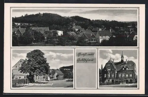 AK Goldschau /Saale, Dorfansicht mit Gasthof, Rittergut