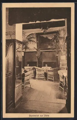 AK Berlin-Niederschöneweide, Innenansicht der Conditorei und Cafe Otto Gerczembeck mit Durchblick zur Diele