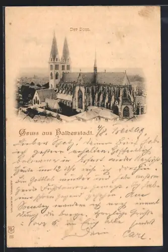 AK Halberstadt, Dom aus der Vogelschau