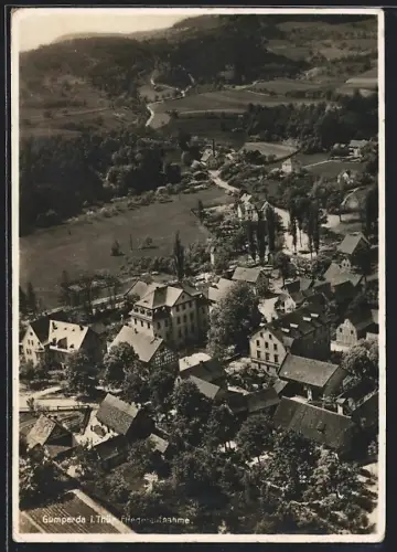 AK Gumperda i. Thür., Fliegeraufnahme mit Landschulheim
