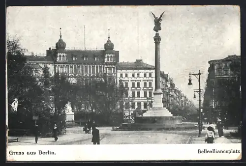 AK Berlin-Kreuzberg, Belleallianceplatz mit Denkmal