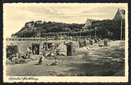 AK Glücksburg /Nordmark, Ostseebad, Strandpartie mit n