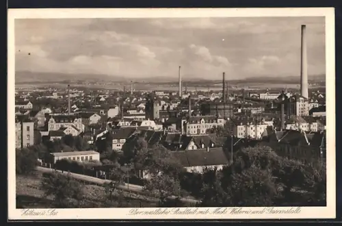 AK Zittau i. Sa., westlicher Stadtteil mit Mech. Weberei und Gasanstalt