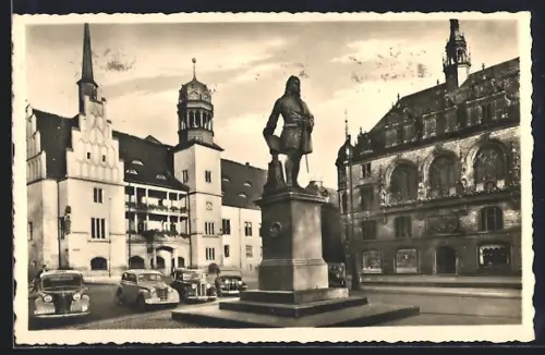 AK Halle / Saale, Partie am Rathaus