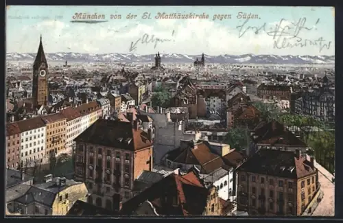 AK München, Teilansicht von der St. Matthäuskirche gegen Süden