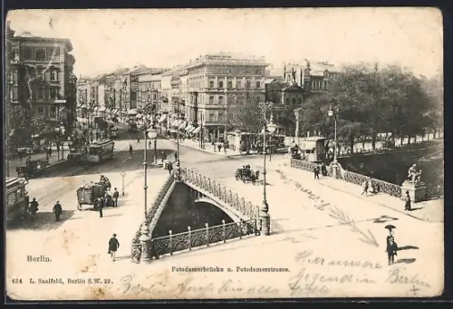 AK Berlin-Tiergarten, Potsdamerbrücke und Potsdamerstrasse mit Strassenbahn