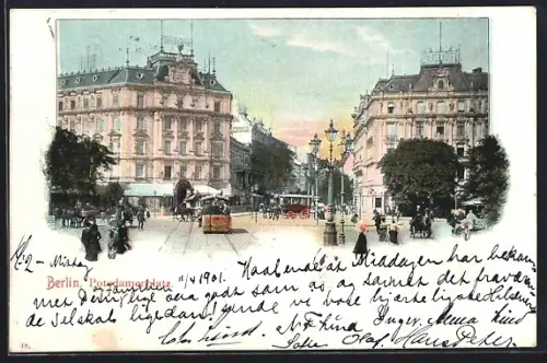 AK Berlin-Tiergarten, Potsdamerplatz mit Strassenbahn, Palast Hotel
