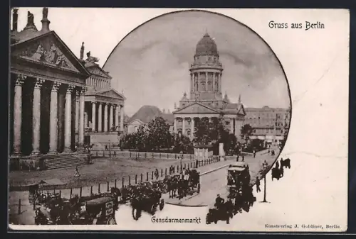 AK Berlin, Gendarmenmarkt mit Strassenpartie