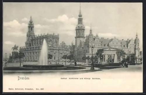 AK Dresden, Katholische Hofkirche und Königliches Schloss