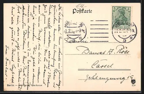 AK Berlin, Städt. Sparkasse am Mühlendamm, Lastkähne