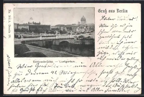 AK Berlin, Lustgarten mit Schlossbrücke