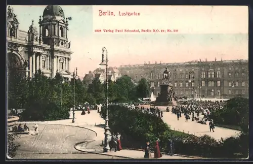 AK Berlin, Lustgarten mit Denkmal