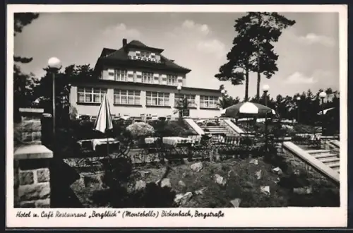 AK Bickenbach / Bergstrasse, Hotel u. Café Restaurant Bergblick (Montebello), Bergstrasse