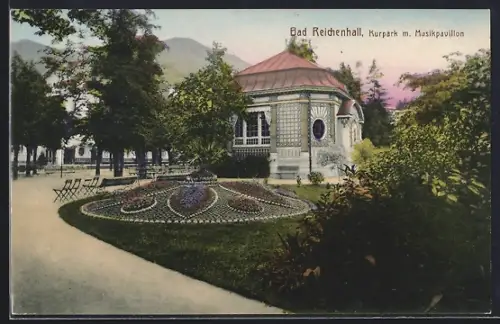 AK Bad Reichenhall, Kurpark mit Musikpavillon