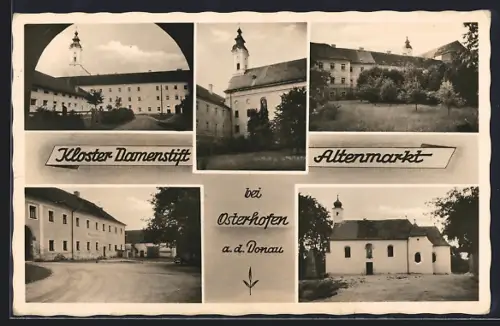 AK Osterhofen a. d. Donau, Klosterwirtschaft Damenstift Altenmarkt, Kirche, Garten