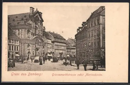AK Bamberg, Grünemarktstrasse nebst Martinskirche