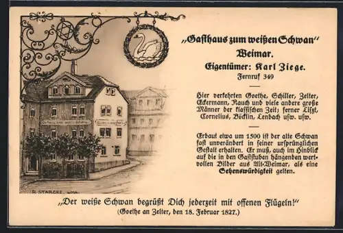 AK Weimar / Thüringen, Gasthaus zum weissen Schwan