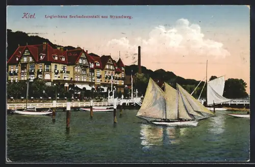 AK Kiel, Logierhaus Seebadeanstalt am Strandweg