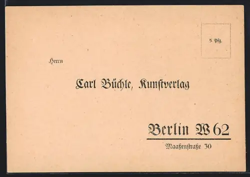AK Berlin-Schöneberg, Kunstverlag Carl Büchle, Maassenstrasse 30, Bestellkarte