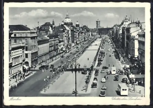 AK Berlin, Unter den Linden, Strassenpartie aus der Vogelschau