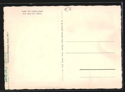 AK Berlin, Unter den Linden, Strassenpartie aus der Vogelschau