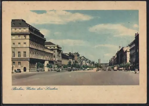AK Berlin, Unter den Linden, am Pariser Platz mit Blick zum Rathaus