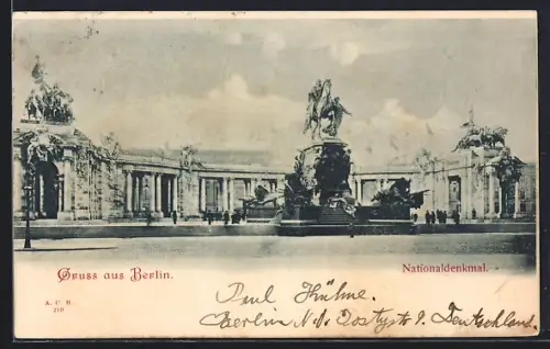 AK Berlin, Nationaldenkmal, Panorama mit Reiterstandbild