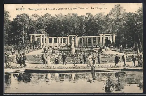 AK Berlin, Tiergarten, Rosengarten mit Statue Kaiserin Auguste Viktoria
