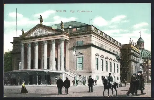 AK Berlin, Kgl. Opernhaus mit Kirche u. Reiter