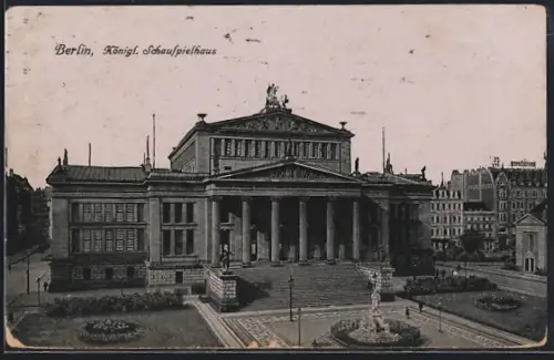 AK Berlin, Kgl. Schauspielhaus mit Anlagen aus der Vogelschau, Gendarmenmarkt