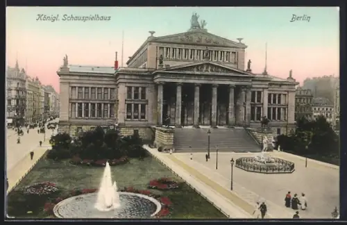AK Berlin, Königl. Schauspielhaus mit Anlage u. Strasse aus der Vogelschau, Gendarmenmarkt