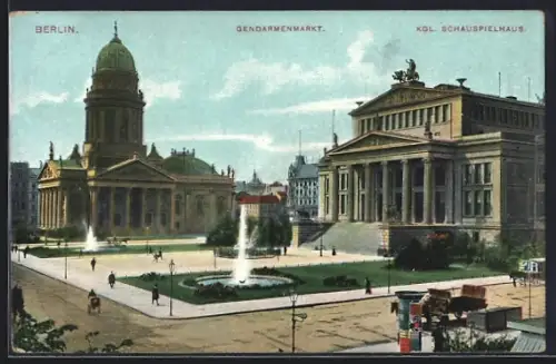 AK Berlin, Gendarmenmarkt und Königl. Schauspielhaus
