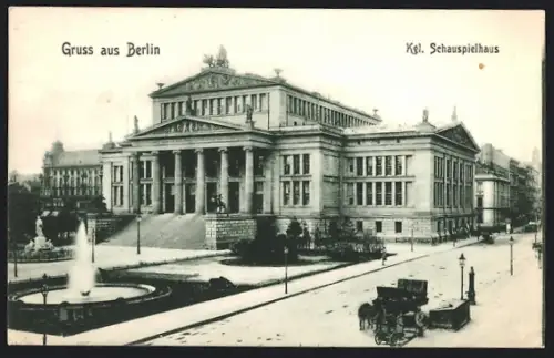 AK Berlin, Kgl. Schauspielhaus mit Anlage und Strasse, Gendarmenmarkt