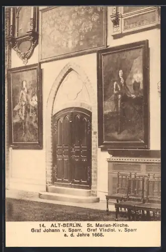 AK Berlin, Portraits Graf Johann v. Sparr u. Graf Vladisl. v. Sparr in St. Marien-Kirche, Kaiser-Wilhelm-Strasse